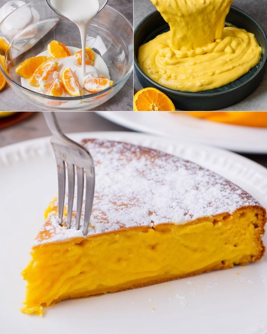 1 laranja cortada em pedaços, com leite, açúcar, farinha e óleo! - Receitas De Ouro