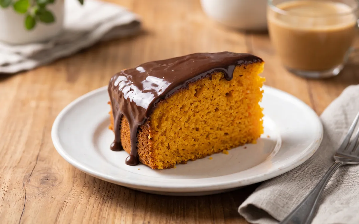 Bolo de cenoura fofinho com cobertura de chocolate